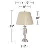 Regency Hill Blair Traditional Table Lamps 25" High Set of 2 Brushed Nickel Ivory Linen Pleat Shade for Bedroom Living Room Bedside Nightstand Office - 4 of 4