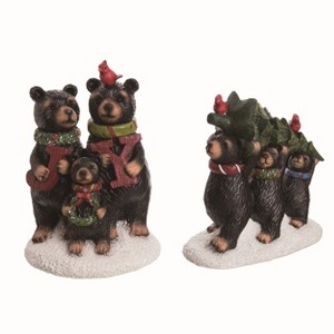 Transpac Large Christmas Bear Figurine Set of 2 Christmas Home Decorations - 1 of 1