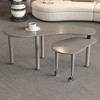KTMBDW Coffee Table with Wheels, Coffee Tables for Living Room, 2 Tier Small Coffee Table Wood Cocktail Table Dining Table - 2 of 4