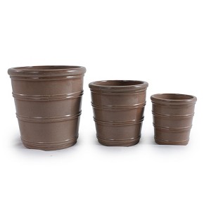 Wooakway 16" Dia Outdoor Indoor Ceramic Planter Pot Decorative Planter with Drainage Hole Patio Flower Pot - 1 of 4