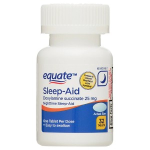 Equate Doxylamine Succinate 25mg Nighttime Sleep Support Supplement Tablets, 32 Count - 1 of 4
