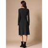 INSPIRE CHIC Women's Long Sleeve Rib Knit Crew Neck Midi Tie Waist Elegant Sweater Dress - 4 of 4