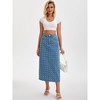 INSPIRE CHIC Women's Denim High Waisted Swiss Dots Back Slit Casual Column Midi Skirt - 3 of 4