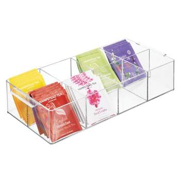 Mdesign Plastic Tea Bag Divided Storage Organizer Box, Hinge Lid, Clear :  Target