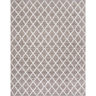 Montauk Beige and Ivory Flat Woven Wool Cotton Area Rug 8' x 10'