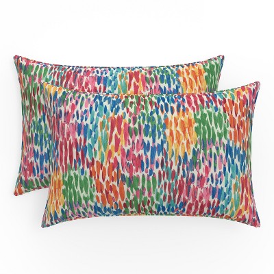 2pk Make it Rain Oversized Rectangular Outdoor Throw Pillow Zinnia Blue - Pillow Perfect: Weather & Fade-Resistant with Recycled Fiber Fill