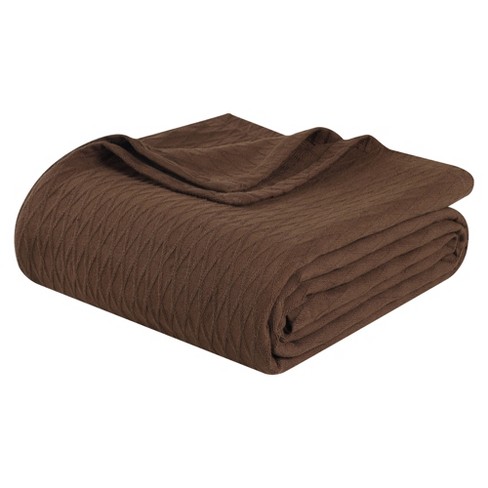 Classic Diamond Weave Cotton Blanket California King Chocolate