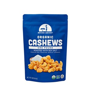 Mavuno Harvest Organic Dry Roasted Sea Salt Flavored Cashews, a Delicious Vegan Healthy Snack Packed with Essential Vitamins - 1 of 4
