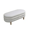 DOMETOUR White Living Room Storage Ottoman - Modern Upholstered Footstool with Hidden Compartment - 2 of 4