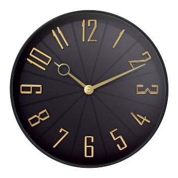 12" Modern Dial with Raised Number Wall Clock Gold - Westclox