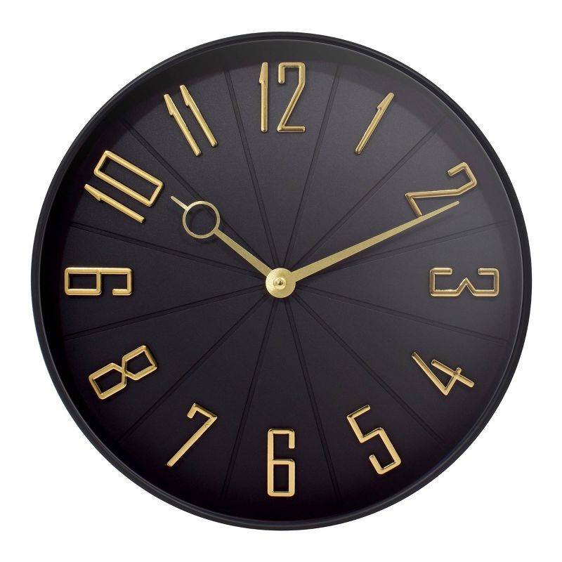 12&#34; Modern Dial with Raised Number Wall Clock Gold - Westclox, 1 of 9