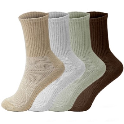 SEVOBAL 4 Pairs Pilates Stockings Toes Home Pilates Socks for Women Non Slip Grippers Yoga Crew Socks Barre, Multicolored, 11.7"*0.39"*0.39"