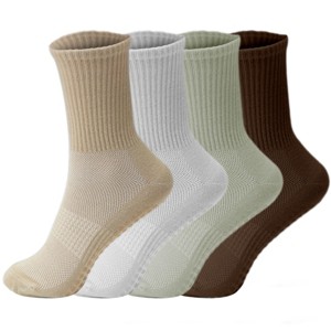 SEVOBAL 4 Pairs Pilates Stockings Toes Home Pilates Socks for Women Non Slip Grippers Yoga Crew Socks Barre, Multicolored, 11.7"*0.39"*0.39" - 1 of 4