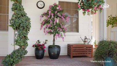 Set of 2 Speckled Blue Polystone Wave Planters