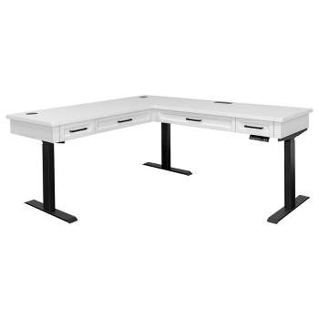 Modern Electric Sit/Stand L-Desk with Adjustable Height White - Abby Collection - Martin Furniture