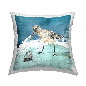 Stupell Industries Beach Bird Round Shell Blue Ocean Coastal Map - 1 of 3
