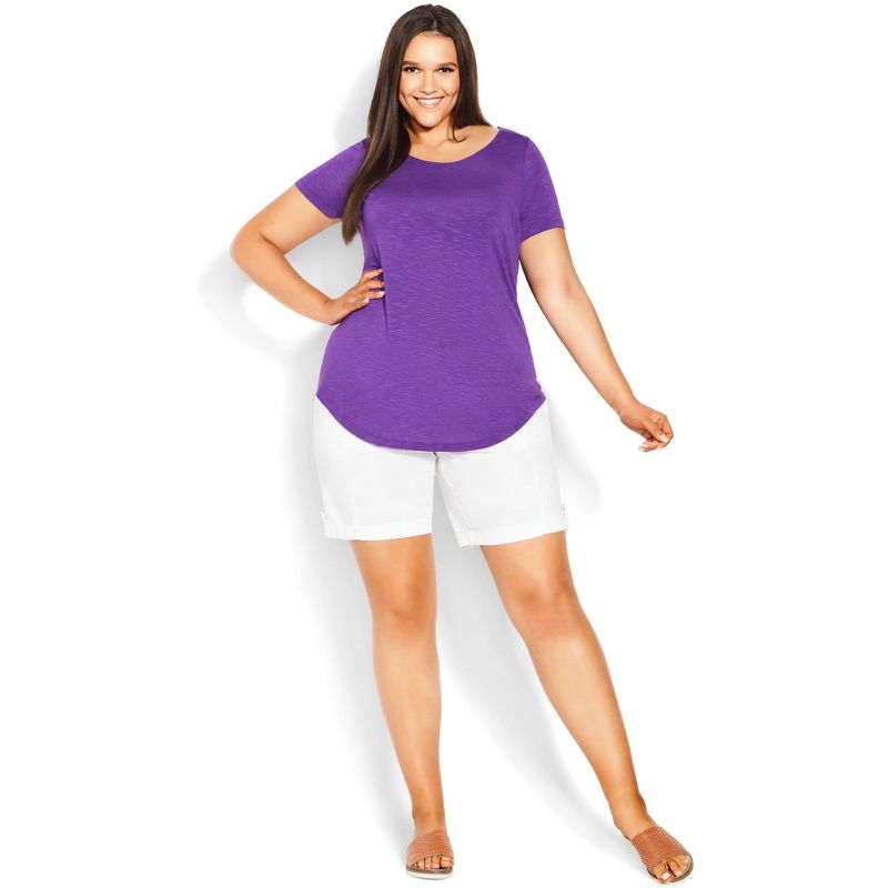 Women's Plus Size Slub Tee - purple | EVANS, 2 of 6