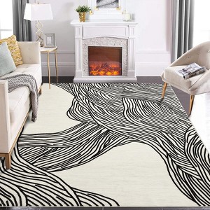 Washable Rugs, Modern Abstract Print Pattern Non Slip Floor Carpet, for Living Room Bedroom Dining Room - 1 of 4