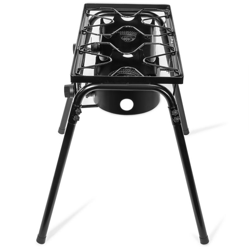 Barton Outdoor Dual Burner Grill Propane Stove High-Pressure Cooker Stand Detachable Legs, Black, 3 of 7