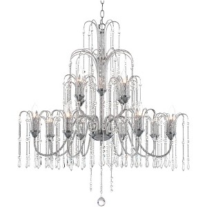 Vienna Full Spectrum Crystal Rain Chrome Chandelier 33" Wide Modern 12-Light Fixture for Dining Room House Foyer Kitchen Island Entryway Bedroom Home - 1 of 4