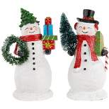 Northlight Set of 2 Christmas Shopping Snowmen Tabletop Figurines 8"