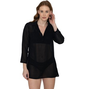 LA LEELA Women's Beachwear Swimsuit Coverups for Women Summer Swim Beach Cover Ups for Swimwear Women Bikini Dress Tops Cover Up - 1 of 4
