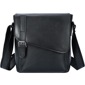 Generic Men's Black Leather Messenger Bag Retro Small Crossbody Shoulder Bag - 1 of 4