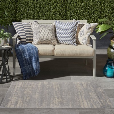 Reversible Grey/Beige Abstract Synthetic 3' x 5' Area Rug