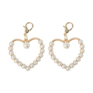 Unique Bargains Pearl Heart Shoelace Charms Gold Tone 1 Pair - 1 of 4