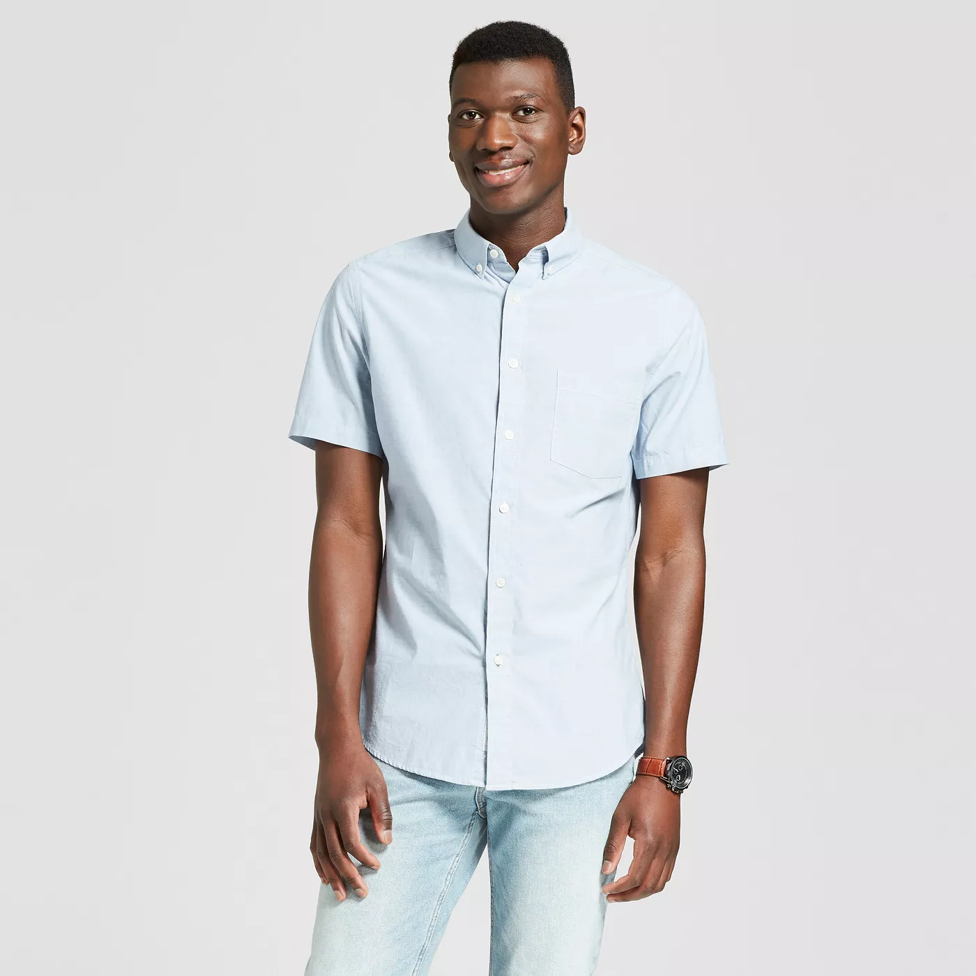 Men's Short Sleeve Poplin Button-Down Shirt - Goodfellow & Coâ¢ - image 1 of 3