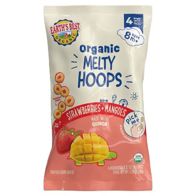 Earth's Best Organic Melty Hoops Strawberry Mango Multipack Baby & Toddler Snacks - 1.28oz - 4ct