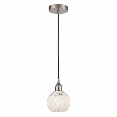 White Mouchette - 1 Light Cord Hung Mini Pendant In Modern Style-8 Inches Tall and 6 Inches Wide