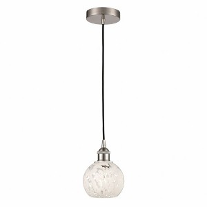White Mouchette - 1 Light Cord Hung Mini Pendant In Modern Style-8 Inches Tall and 6 Inches Wide - 1 of 1