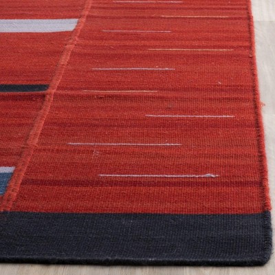 Red Handmade Wool Kilim Area Rug, 4' x 6'