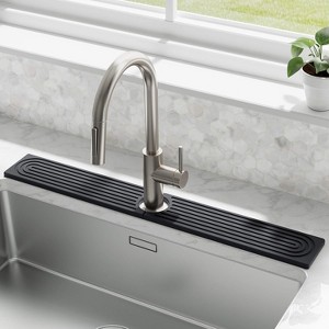 Kitchen/Bathroom Faucet Splash Guard - White Diatomite Mat, Fast Drying Water Absorbing Stone Tray for Sink Counter - 1 of 4