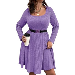 Womens Plus Size A Line Wrap Sweater Dress Sweater Dress - 1 of 4