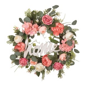 Transpac Plastic 24" Multicolor Spring Spring Home Wreath - 1 of 2