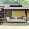 Durable Double-Roof Outdoor Gazebo with UV-Resistant Polycarbonate Top, Mosquito Netting, and Sturdy Aluminum Frame for All-Weather Use-Coolbibila - 2 of 4
