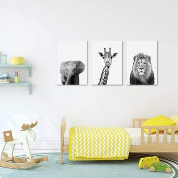 Americanflat Zoo Animals by NUADA 3 Piece Canvas Wall Art Set - Children's Nursery Home Décor