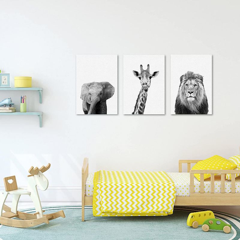 Americanflat Zoo Animals by NUADA 3 Piece Canvas Wall Art Set - Children's Nursery Home Décor, 1 of 5