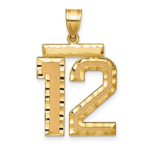 Black Bow Jewelry 14k Yellow Gold, Varsity Collection, Large D/C Pendant Number 12 - 1 of 3