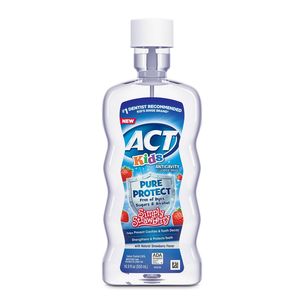 Photos - Toothpaste / Mouthwash AST ACT Kids' Pure Protect Strawberry Anticavity Fluoride Mouthwash - 16.9 fl oz 