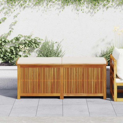 vidaXL Cushion Box Brown Solid Acacia wood 59.1 x 19.7 x 23.8 in Storage