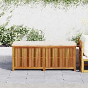 vidaXL Cushion Box Brown Solid Acacia wood 59.1 x 19.7 x 23.8 in Storage - 1 of 4
