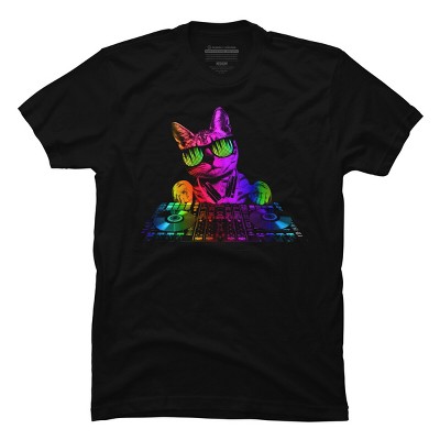 Men's Design By Humans Cool Cat DJ By clingcling T-Shirt