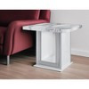 HomeRoots 24" White and Silver Faux Marble and Wood Pedestal End Table - 2 of 4