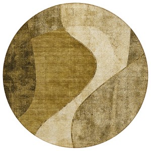 Brown Beige And Ivory Abstract Washable Indoor Outdoor Area Rug - 1 of 4