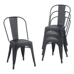 YOUNIKE 17.32" Metal Dining Chairs Set of 4 with Removable Backrest Stackable Patio Chair for Cafe Bistro - 1 of 4