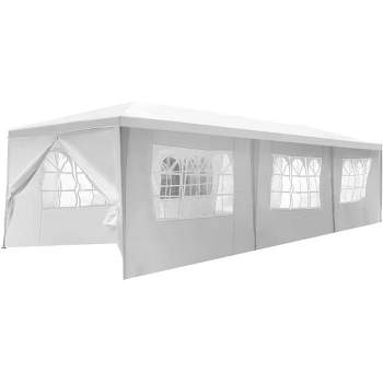 SKONYON 10'x30' Outdoor Canopy Party Wedding Tent White Gazebo with 8 Side Walls