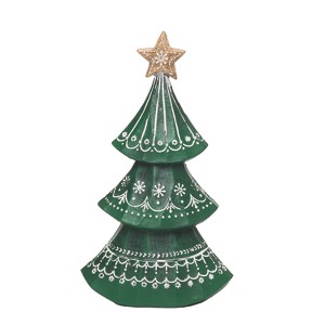 Transpac Resin 10 in. Green Christmas Patterned Nordic Tree - 1 of 3